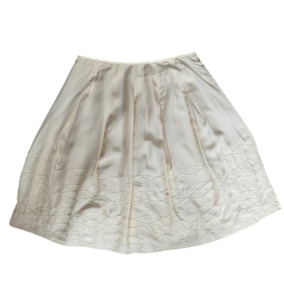 Talbots Ivory Cream Pleated Circle Skirt sequin 10 romantic whimsical soft full - Picture 2 of 14
